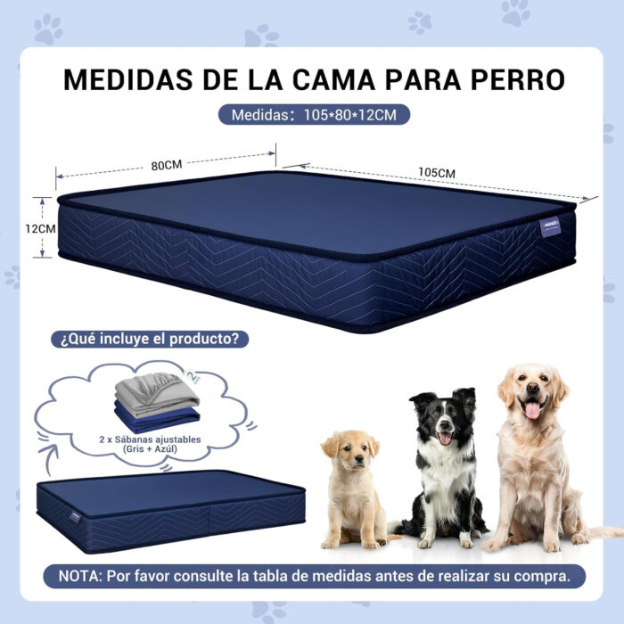 Cama para perro mediano con resortes y lavable