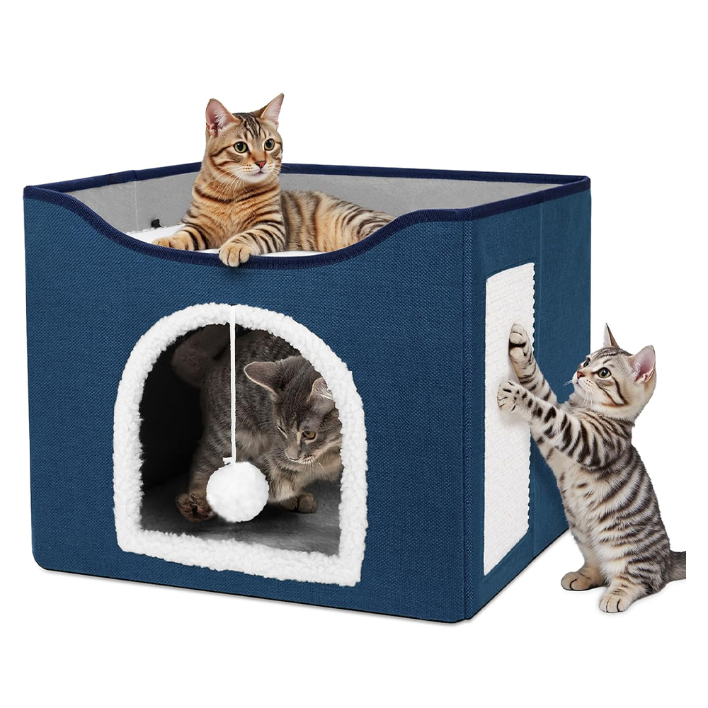 Cama para Gatos, Casa Plegable para Gatos con Terraza