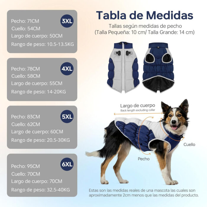 Chaleco impermeable wishkit para perro mediano/grande