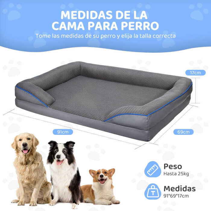 Cama Ortopédica para Perro 91×69 cm Antideslizante