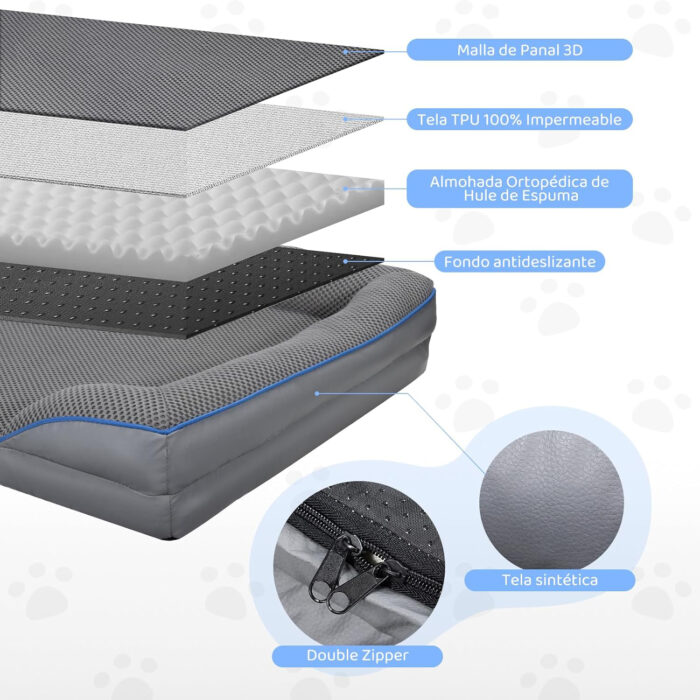 Cama Ortopédica para Perro 91×69 cm Antideslizante