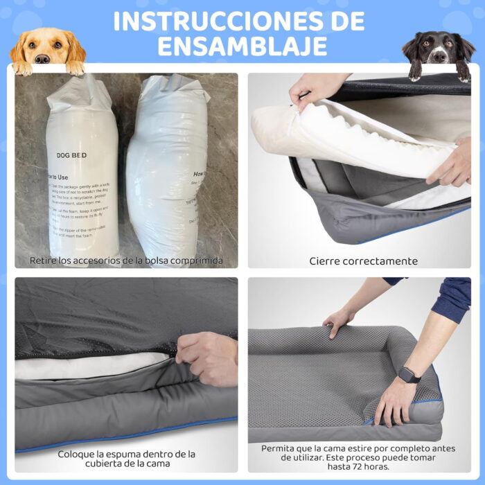 Cama Ortopédica para Perro 91×69 cm Antideslizante