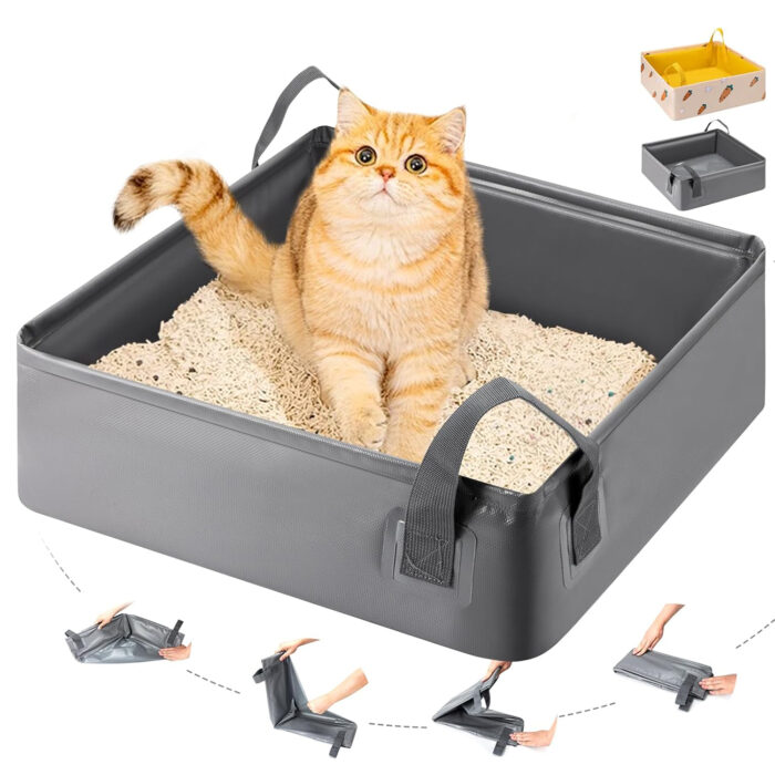 Caja de arena plegable e impermeable para gato