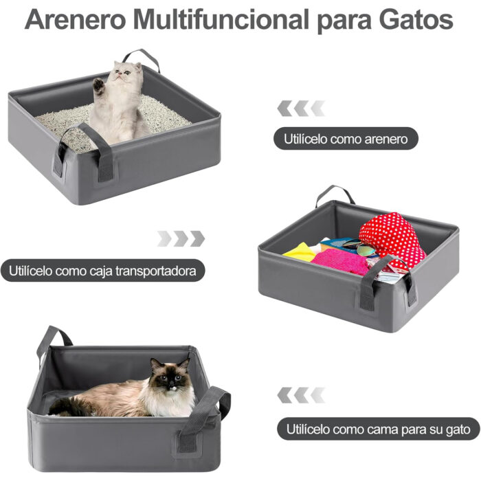 Caja de arena plegable e impermeable para gato
