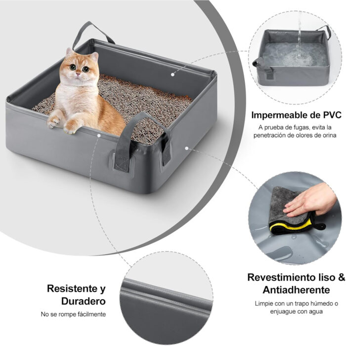 Caja de arena plegable e impermeable para gato
