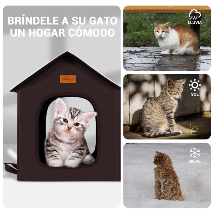 Casa‑cama plegable para gato impermeable y aislante