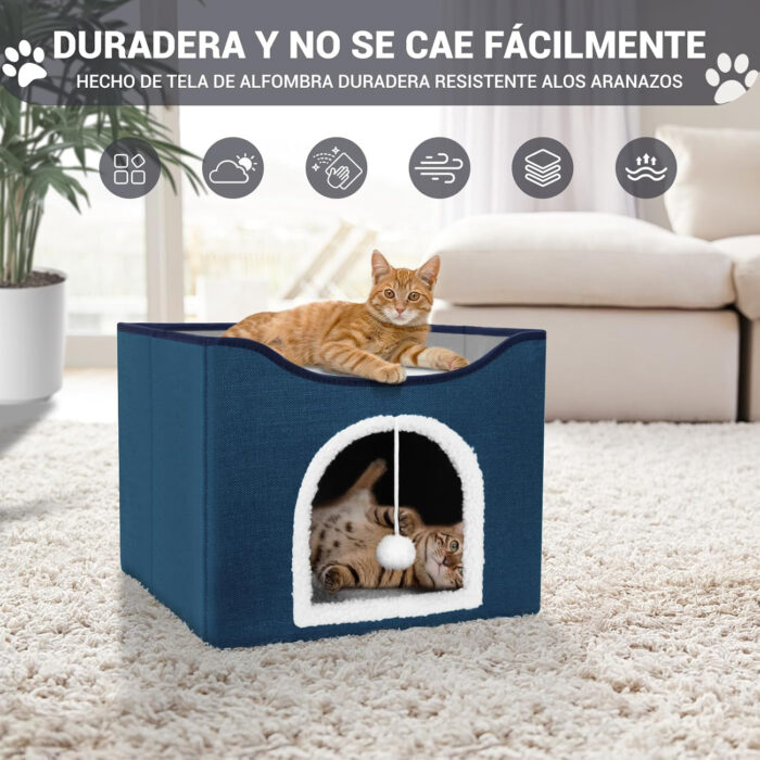 Casa‑Cama Plegable para Gatos con Rascador y Pelota