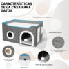 Casa-Cama Plegable para Gatos con Rascador y Pelota