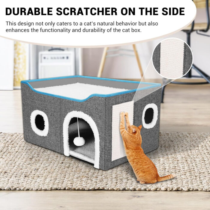 Casa-Cama Plegable para Gatos con Rascador y Pelota