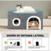 Casa-Cama Plegable para Gatos con Rascador y Pelota