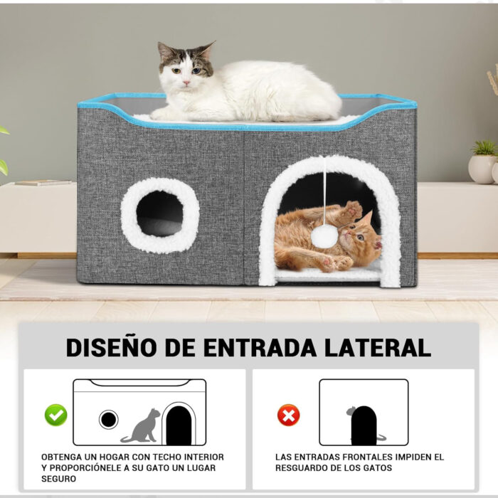Casa-Cama Plegable para Gatos con Rascador y Pelota