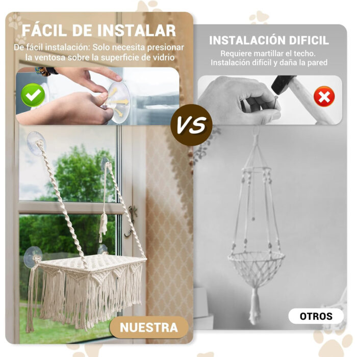 hamaca para ventana de gato con 4 ventosas y tela transpirable