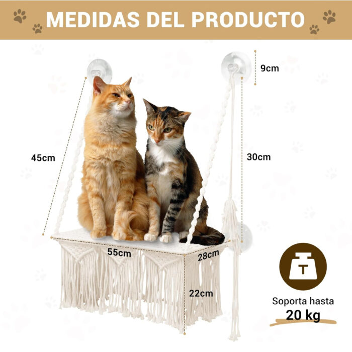 hamaca para ventana de gato con 4 ventosas y tela transpirable