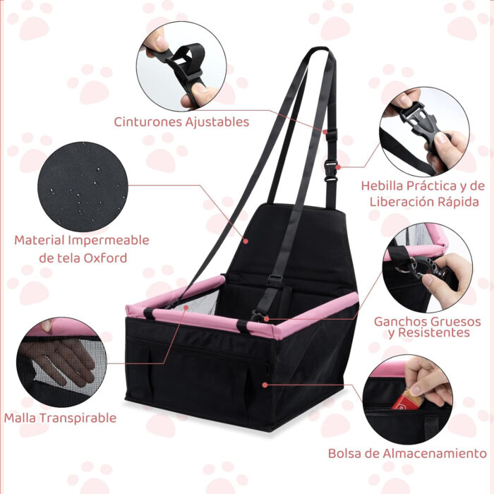 Asiento Reforzado para Perro en Auto Hasta 15kg