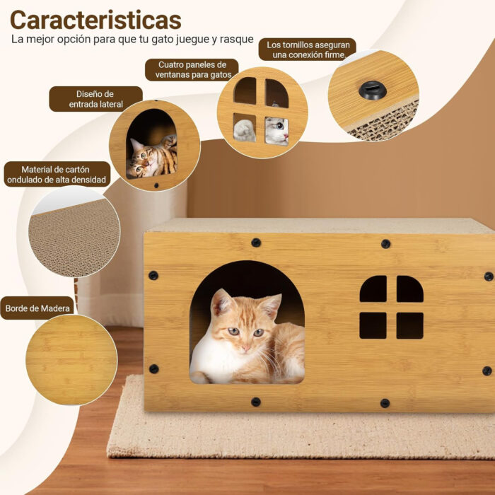 Rascador‑cama de cartón 2 en 1 para gatos