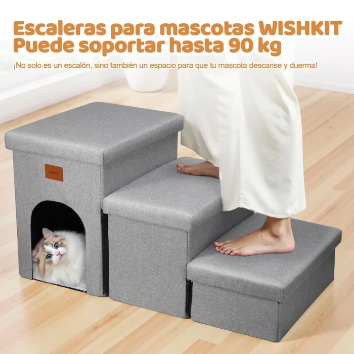 Escalera plegable para perro con respaldo y almacenaje