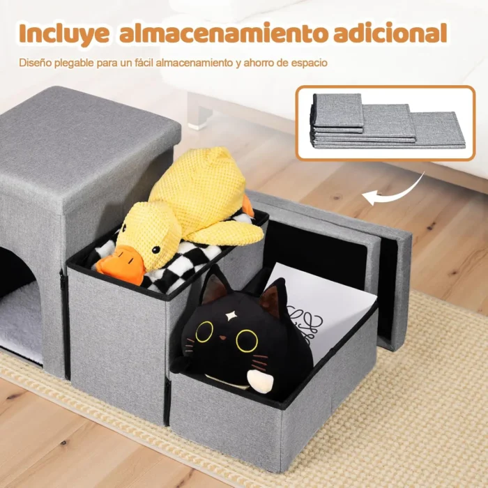 Escalera plegable para perro con respaldo y almacenaje
