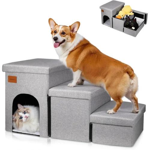 Escalera plegable para perro con respaldo y almacenaje