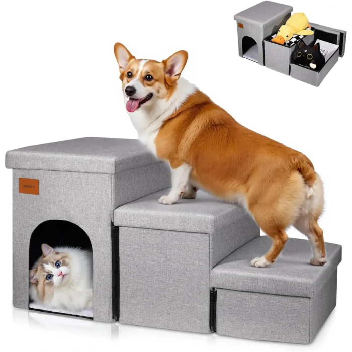 Escalera plegable para perro con respaldo y almacenaje