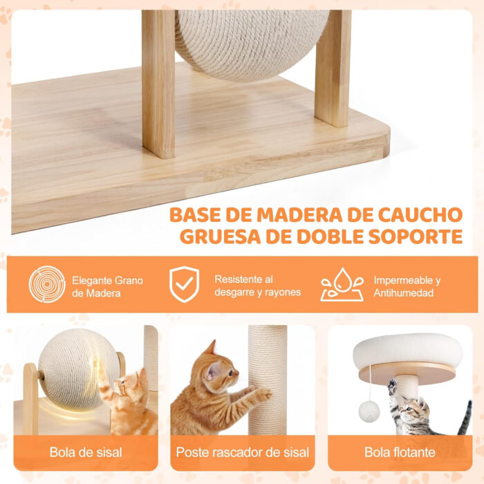 árbol rascador 5 niveles con cúpula transparente para gatos