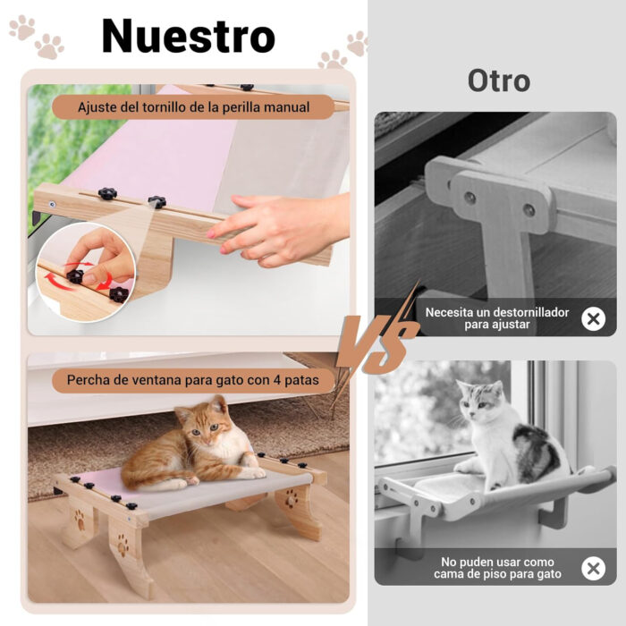 Hamaca colgante para gato con soporte de madera